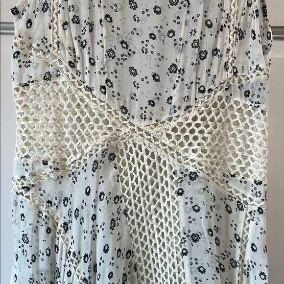 Anthropologie Floreat Micro Floral & Crochet Sheer Fit & Flare Midi Dress - Sz 2 - Picture 5 of 13